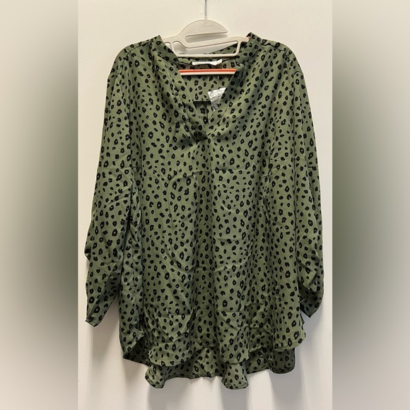 Lush Animal Print Blouse - Sage Black - Picture 1 of 8